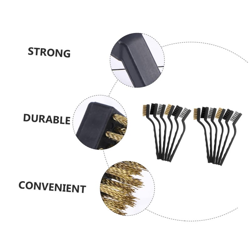 12Pcs Heavy Duty Wire Brush Copper Stainless Steel Bristle for Rust Removal Welding Slag Cleaning - Image 3
